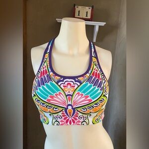 ATHLETA WOMENS Sports Bra Top COLORFUL WHITE PURPLE ORANGE RED X SMALL